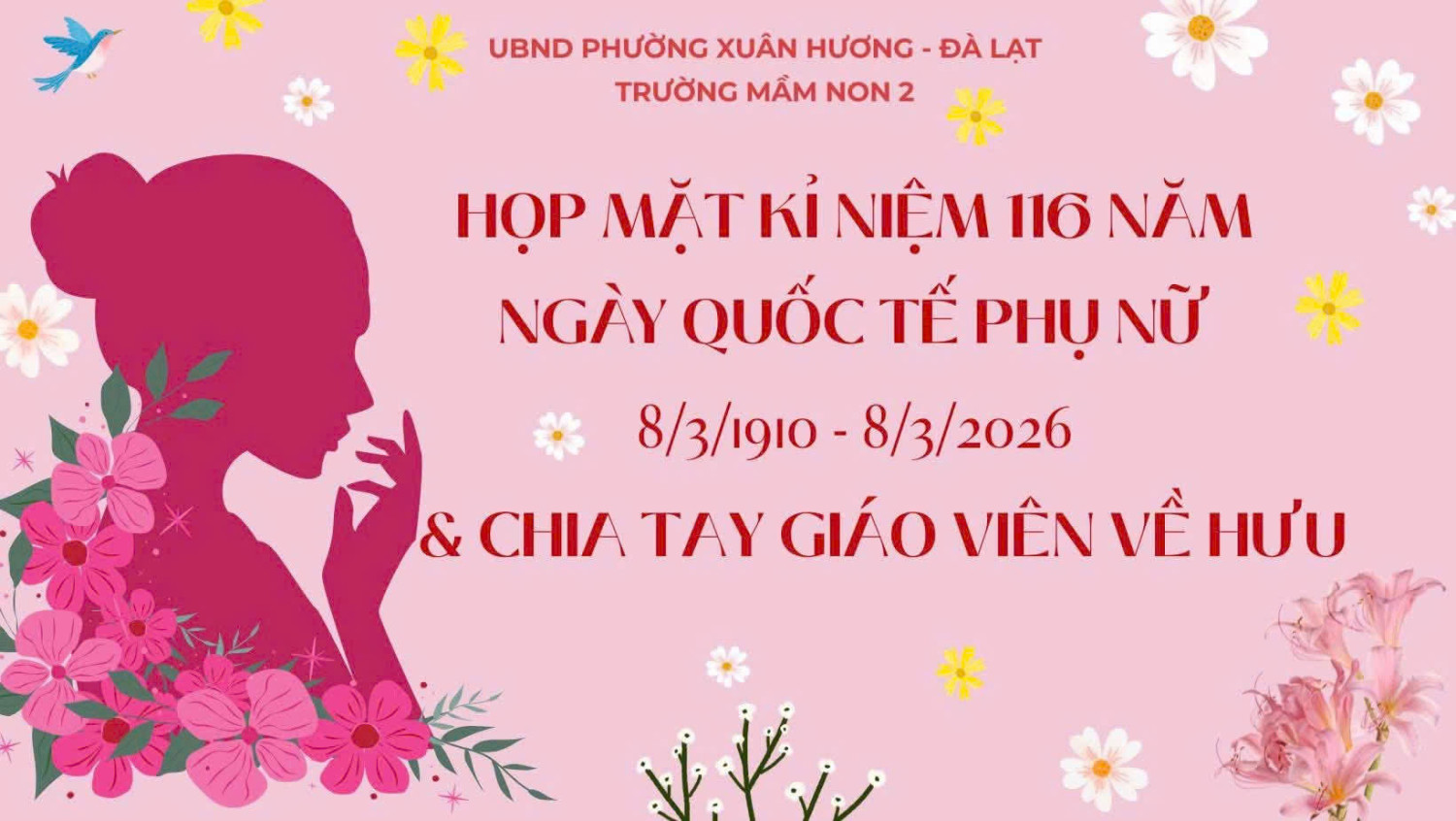 TRƯỜNG MẦM NON 2 TỔ CHỨC HỌP MẶT KỶ NIỆM 116 NĂM NGÀY QUỐC TẾ PHỤ NỮ 8/3